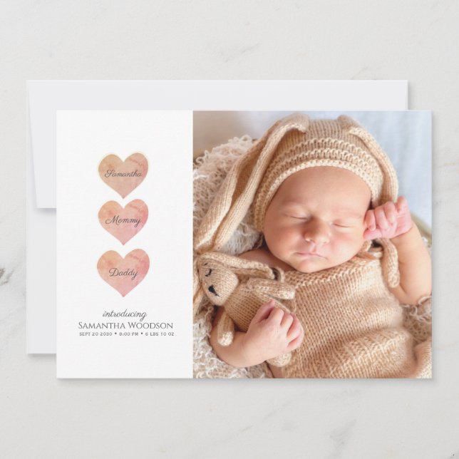 Faire-part de naissance photo bébé moderne (Devant)