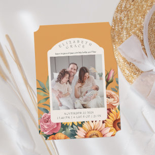 Faire-part de naissance photo Boho Fall Sunflower 