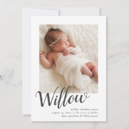 Faire-part de naissance photo Calligraphie simple