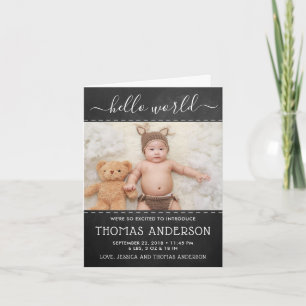 Faire-part de naissance photo Chalkboard tendance