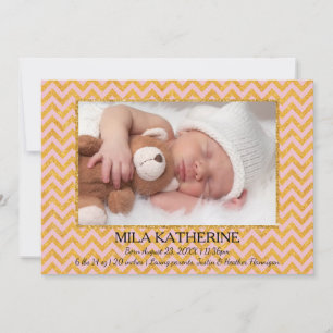 Faire-part de naissance photo chevron paillettes r