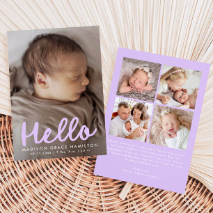 Faire-part de naissance photo collage manuscrit He