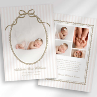 Faire-part de naissance Photo de bébé avec un nœud