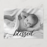 Faire-part de naissance photo de bébé noir et blan