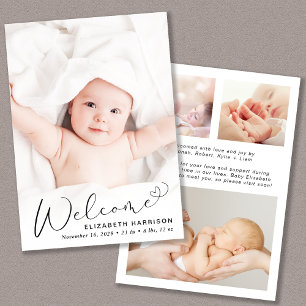 Faire-part de naissance photo de bienvenue moderne