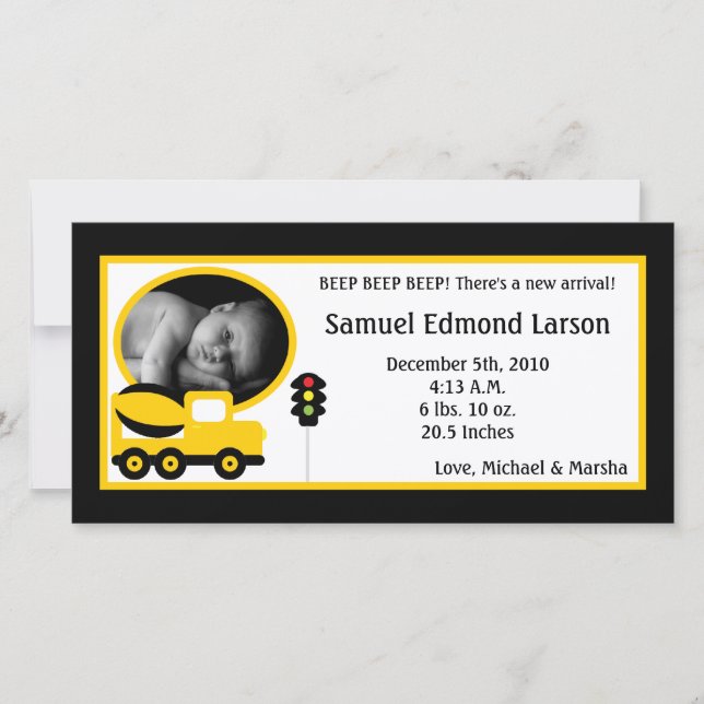 faire-part de naissance photo de construction 4x8 (Devant)