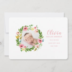 Faire-part de naissance photo de la couronne d'aqu