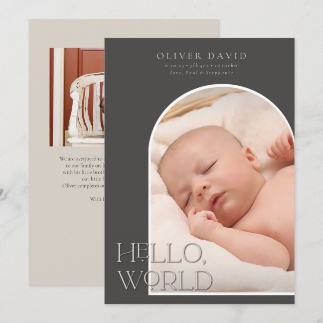 Faire-part de naissance photo de l'arc neutre de g (Devant / Derrière)