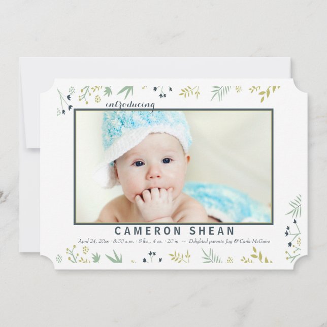 Faire-part de naissance photo de minuscules fleurs (Devant)