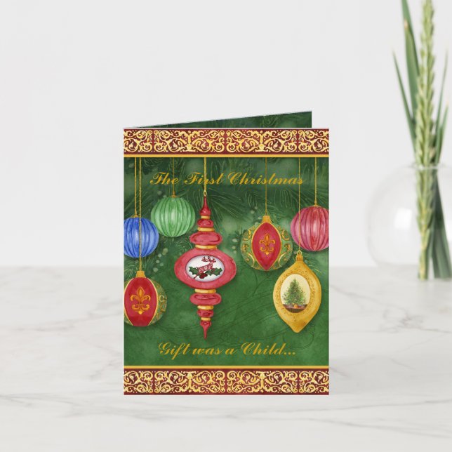 Faire-part de naissance photo de Noël classique (Devant)