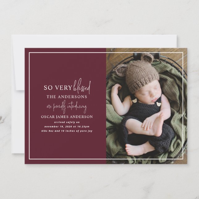 Faire-part de naissance photo de Noël minime (Devant)