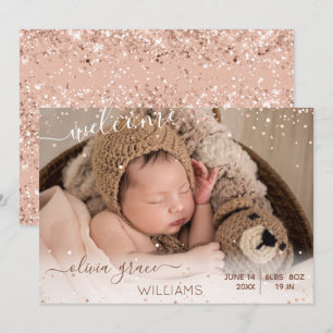 Faire-part de naissance photo de petite fille rose