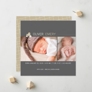 Faire-part de naissance photo de poussin d'oeuf à