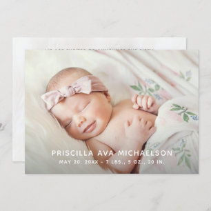 Faire-part de naissance photo double simple et cla