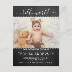 Faire-part de naissance photo en mode Chalkboard