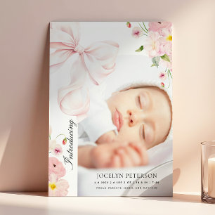 Faire-part de naissance photo floral Coquette