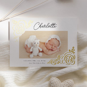Faire-part de naissance photo floral moderne fanta