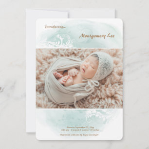 Faire-part de naissance photo florale Grunge