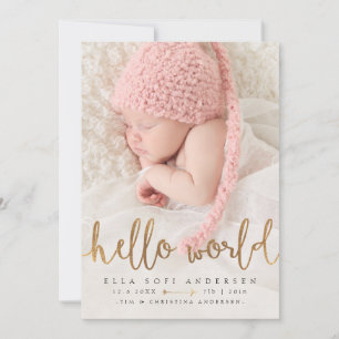 FAIRE-PART DE NAISSANCE PHOTO   Girl Hello World G