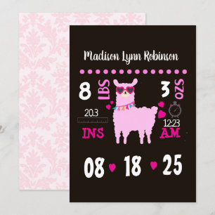 Faire-part de naissance photo Girls llama