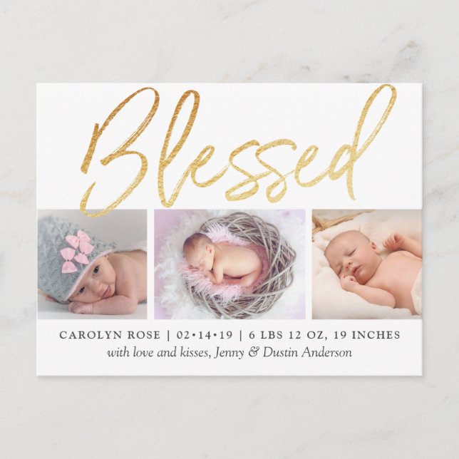 faire-part de naissance photo Gold Foil 3 (Devant)