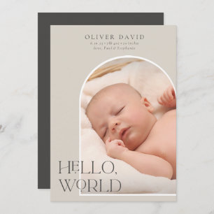 Faire-part de naissance photo Hello World Neutral