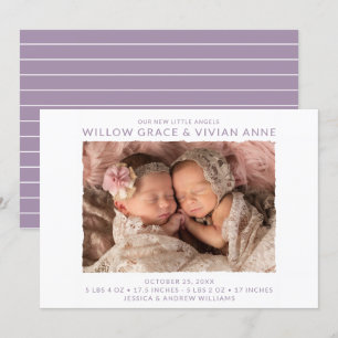 Faire-part de naissance photo jumeaux moderne