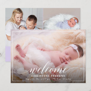 Faire-part de naissance photo Light Pastel Purple 