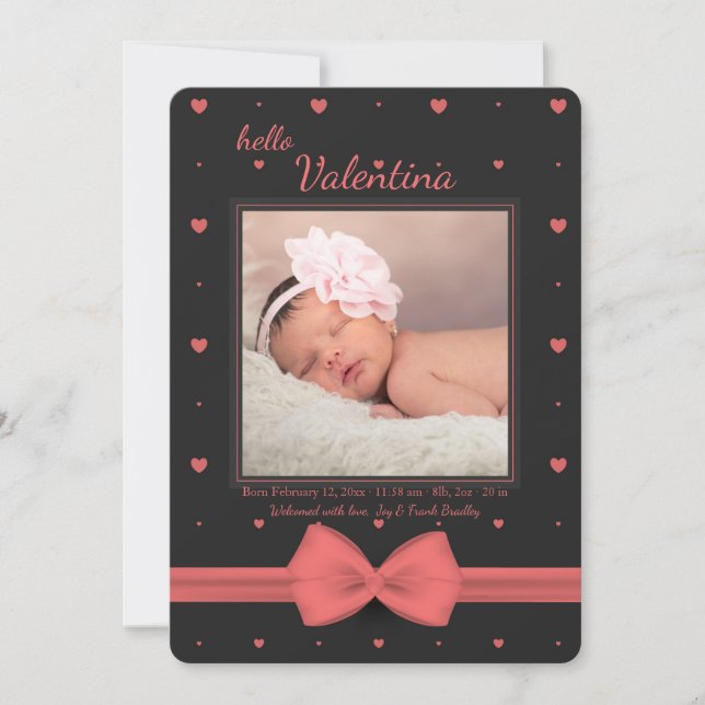 Faire-part de naissance photo Little Valentine (Devant)
