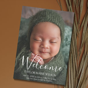 Faire-part de naissance photo minimal pour bébé mo