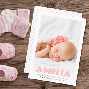 Faire-part de naissance photo minimal pour fille r