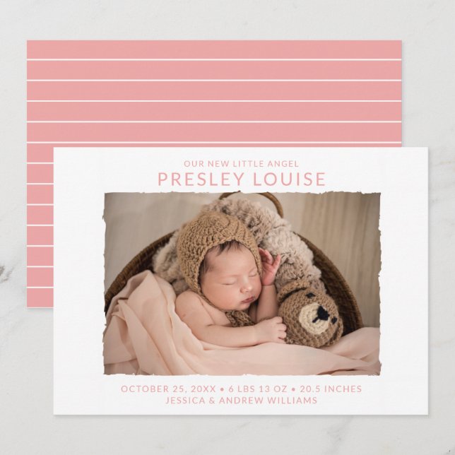 Faire-part de naissance photo moderne (Devant / Derrière)