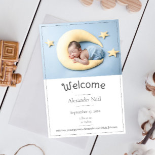 Faire-part de naissance photo moderne blanc