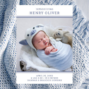 Faire-part de naissance photo moderne Boy Blue