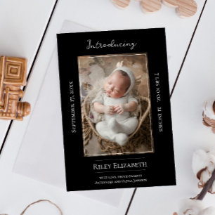 Faire-part de naissance photo moderne noir