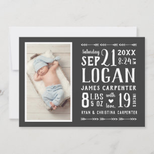 Faire-part de naissance photo moderne Rustique 2