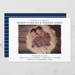 Faire-part de naissance photo moderne Twin