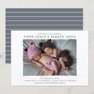 Faire-part de naissance photo moderne Twin