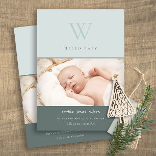 Faire-part de naissance photo monogramme minimum b