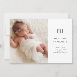 Faire-part de naissance photo Monogramme Premières