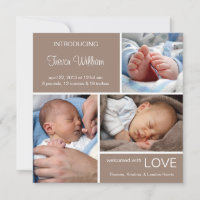 Faire-part de naissance photo multiple//Chocolat B