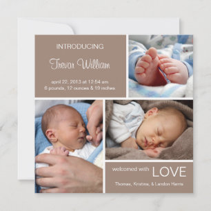 Faire-part de naissance photo multiple//Chocolat B