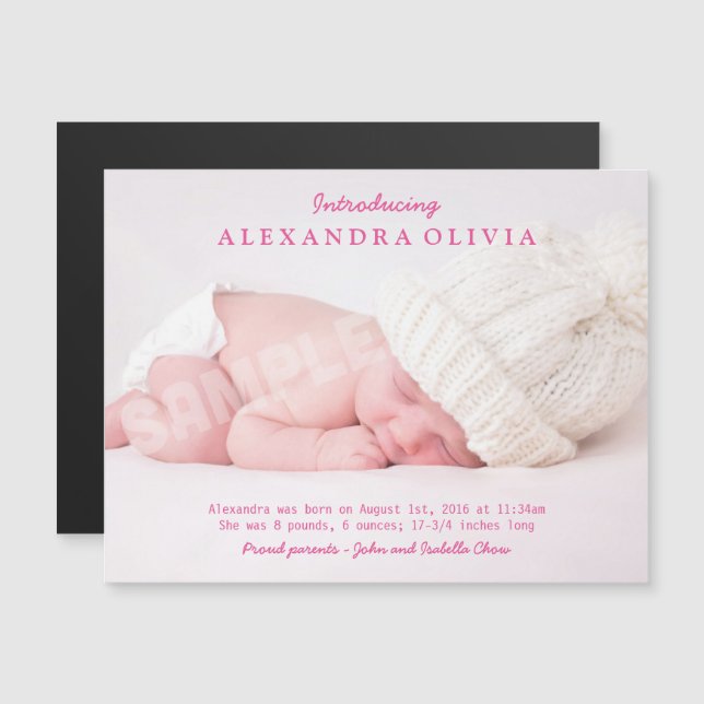 Faire-part de naissance photo personnalisée pour b (Devant / Derrière)