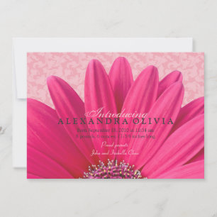 Faire-part de naissance photo Pink Daisy Baby Girl