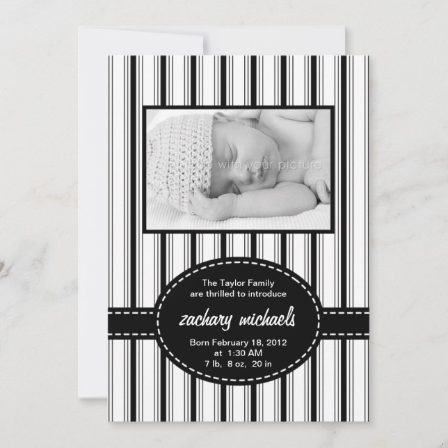 Faire-part de naissance photo Posh Stripes (Devant)