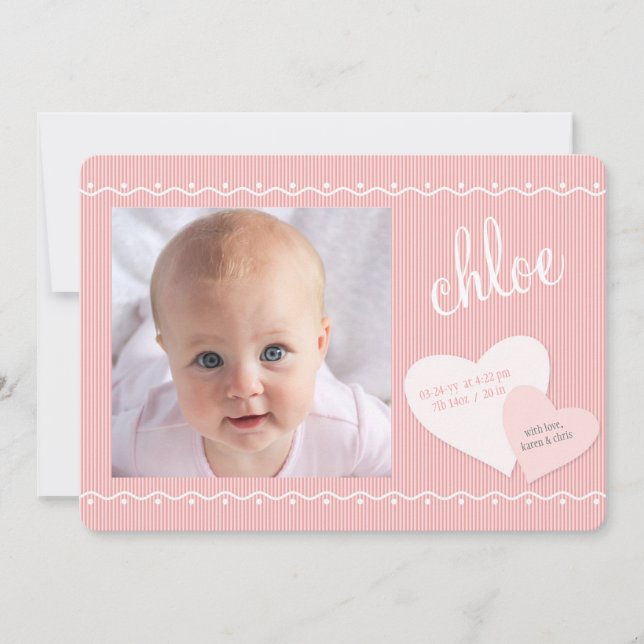 Faire-part de naissance photo rose de Baby Sweethe (Devant)