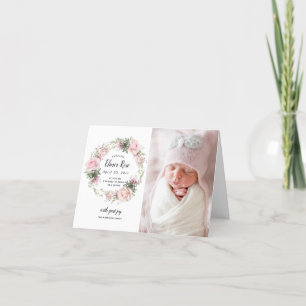 Faire-part de naissance photo rose floral