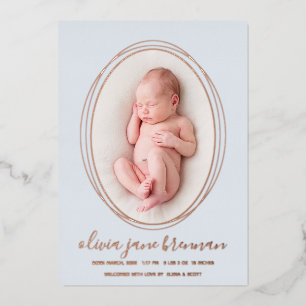 Faire-part de naissance photo Rose Gold Bleu Pouss