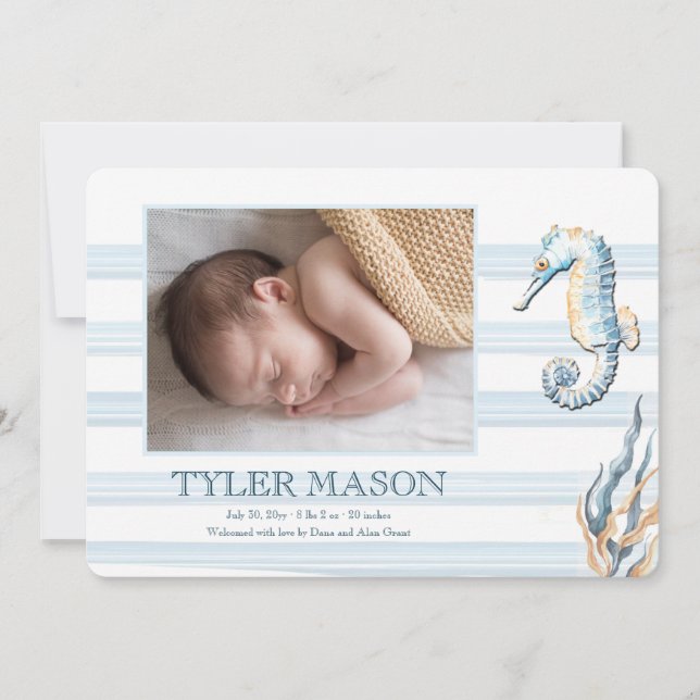 Faire-part de naissance photo Sea Life (Devant)