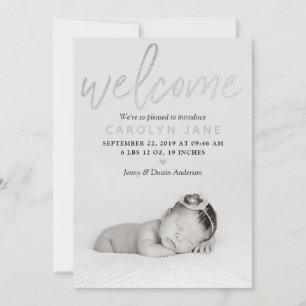 faire-part de naissance photo Silver Foil "Bienven